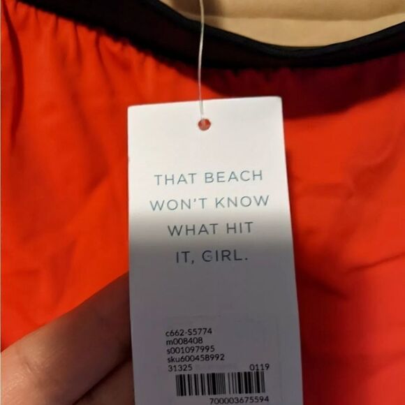 NWT 18 Red Black bathing Suit bottoms Skirt Lane Bryant swimming plus size - Picture 3 of 4